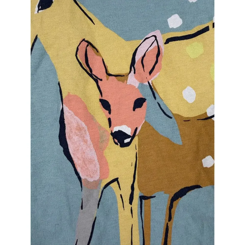 Tea Collection Darling Deer Duo Dress Smokey Blue Size 4